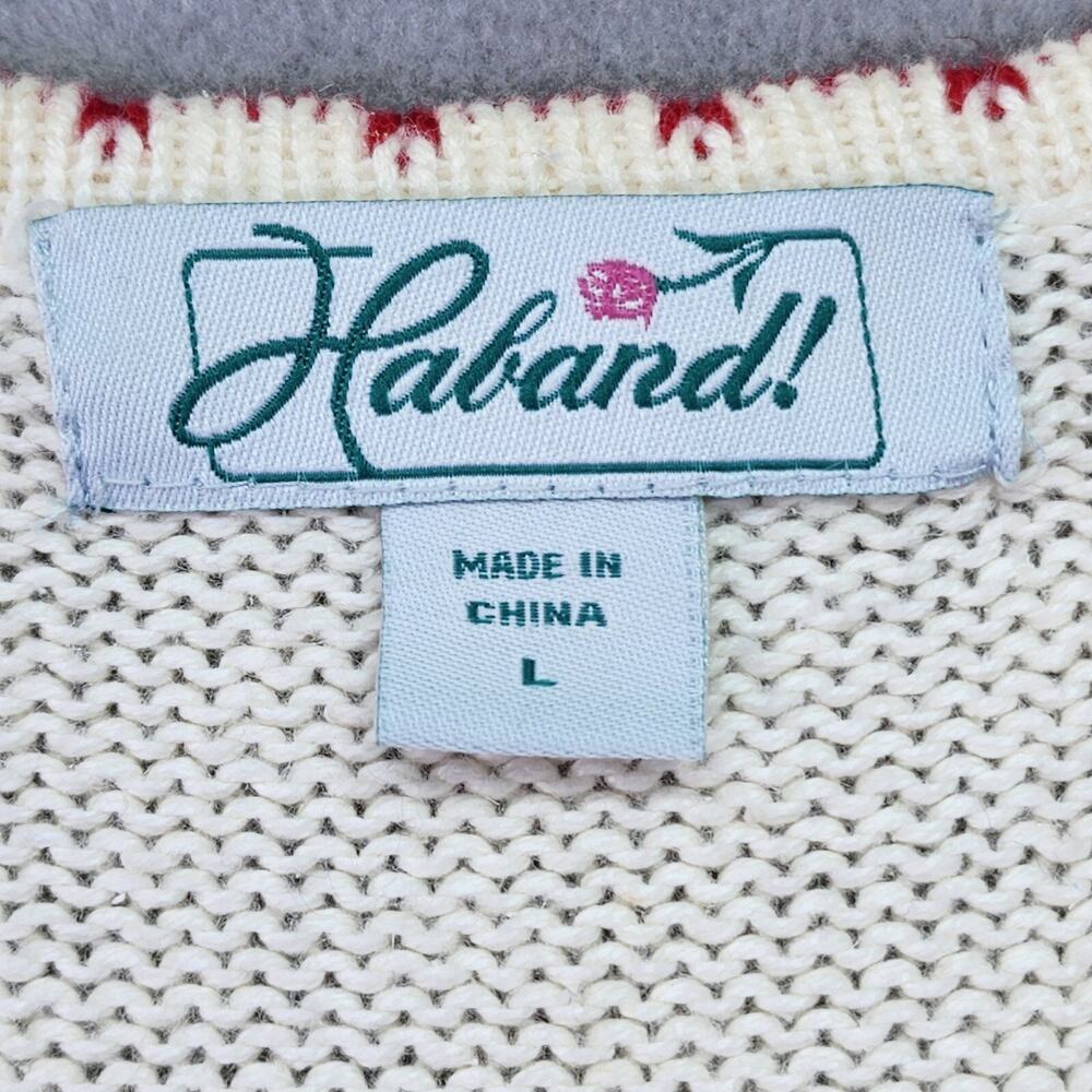 Haband Sweater Women’s Large Embroidered Floral Button-Up Cardigan Cottagecore - Picture 12 of 16